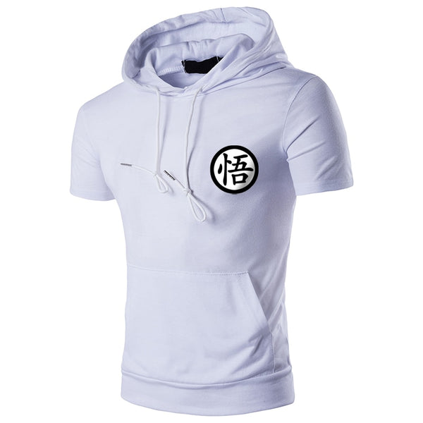Summer New Men's Hooded Big Pocket Solid Color Large Size Cotton Slim Fit Street Hip Hop Short Sleeved Hoodies Men