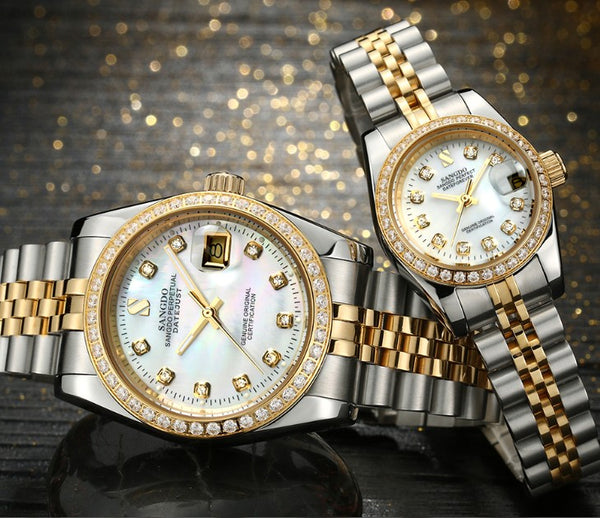 SANGDO Milk -white dial Automatic Self-Wind movement High quality Luxury Couples watch Mechanical watches 019S