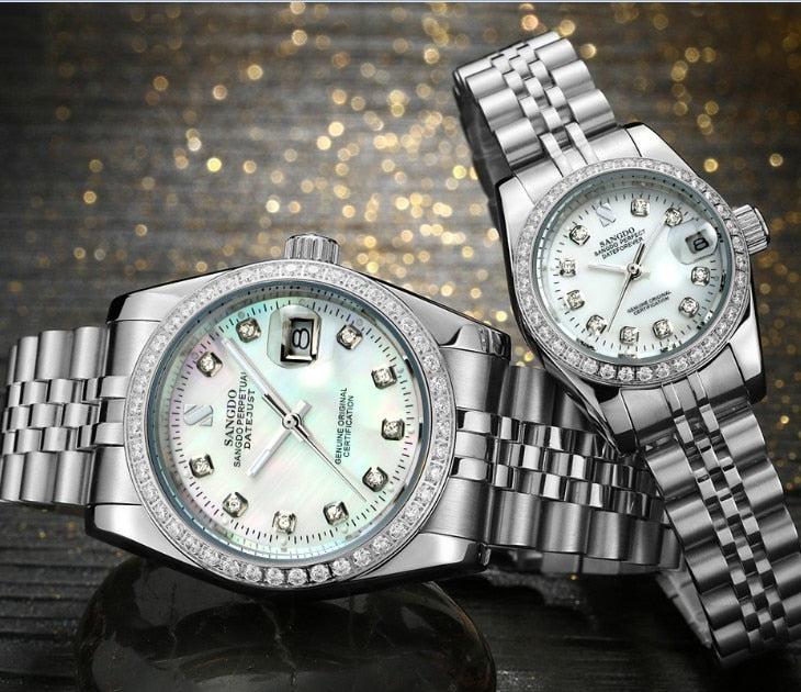 SANGDO Milk- white dial Automatic Self-Wind movement High quality Luxury Couples watch Mechanical watches 028S