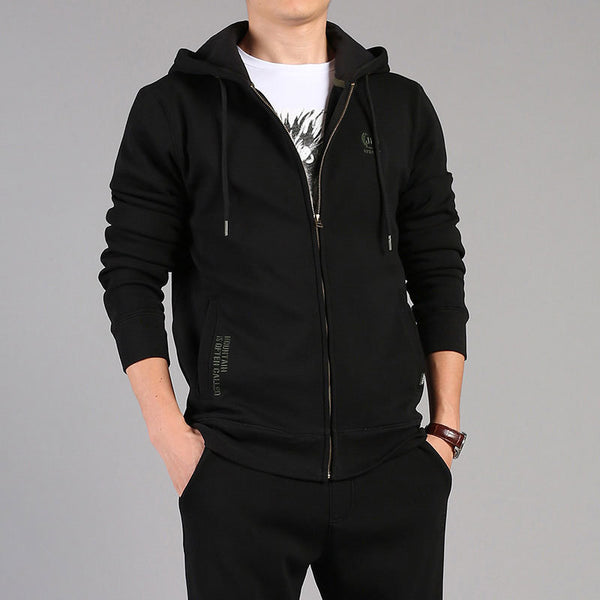 Autumn Spring Casual Mens Hoodies Sweatshirts Solid Color Knitted Hooded Cotton Cardigan Asia Size Hoodies Long Sleeve Clothes