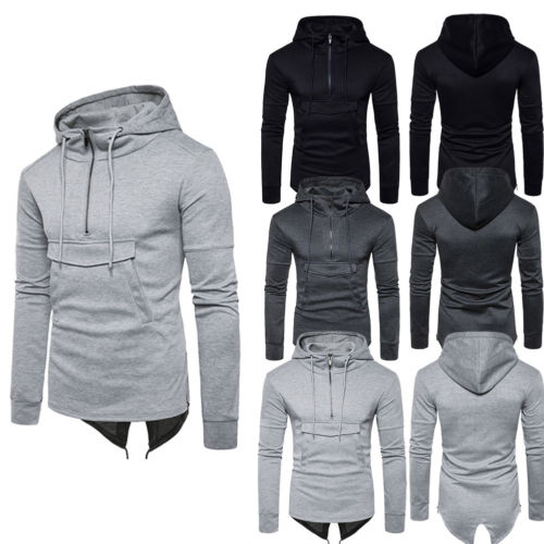 2019 New Fashion Mens Fleece Lined Hooded Jumper Sweatshirt Zip long sleeve Plain Sweatshirts