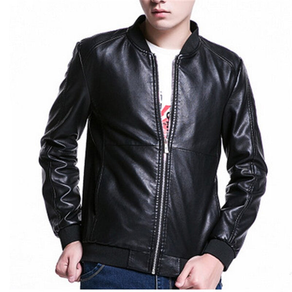 2019 New Selling Fashion PU Leather Jacket Men Good Quality Casual Slim Mens Jacket Coat