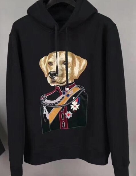 New Fashion Designer Dog Duke Royal Crown Embroidery Hoodies With Hood Outwear Clothing For Men Long Sleeve Brand