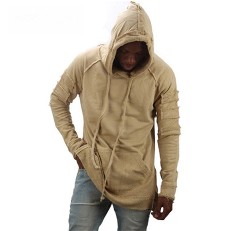 Harajuku Brand European Street Hoodies Men Hip Hop Men's Hoodie With Hood Streetwear Pullover Long Coat Men's Sweatshirt Man