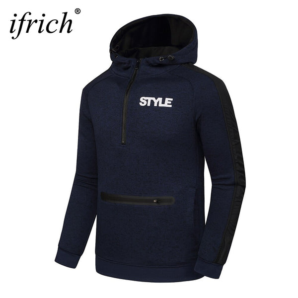 2018 Men New Elastic Cotton Black Blue Hoodie Mens Turtleneck Hat Fashion Casual High Quality Autumn Winter Brand Design Hoodies