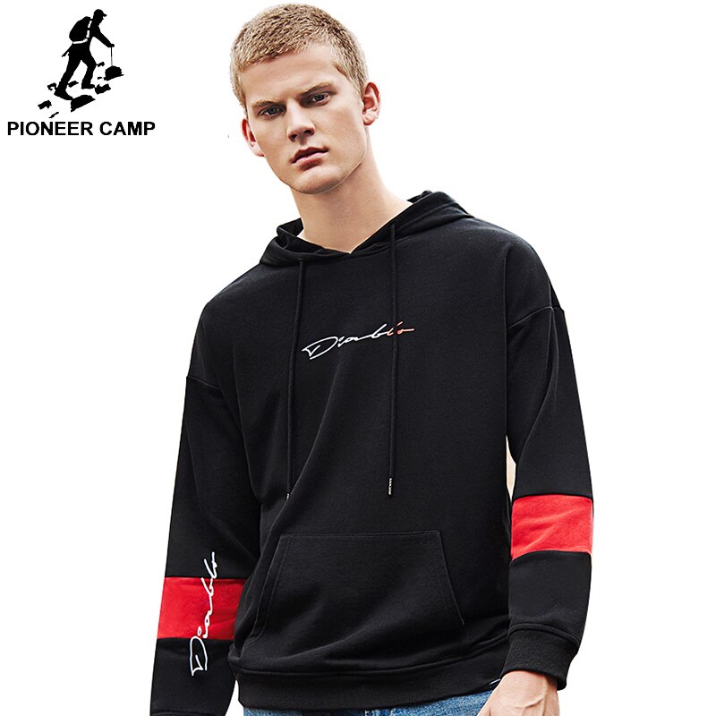 Pioneer camp 2019 sweatshirt men brand clothing letter printing hood sweatshirt male quality soft tracksuit AWY908045