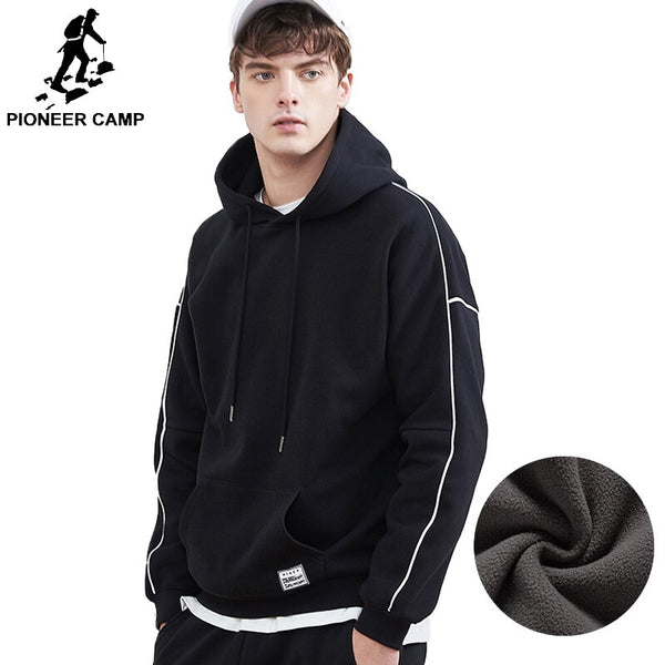 Pioneer Camp 2018 thick warm young man brand clothing autumn winter fleece hooded sweatshirts male high quality Hoodies