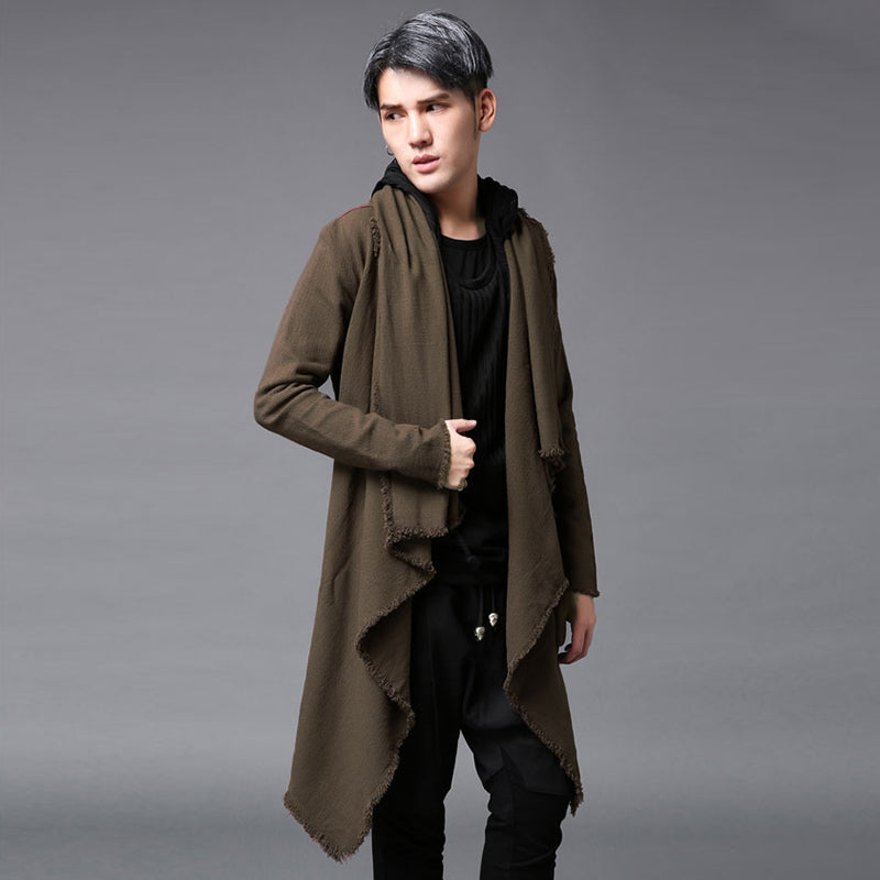 2017  Men's clothing Outerwear trench male medium-long cloak  outerwear loose personality outerwear The singer's clothing