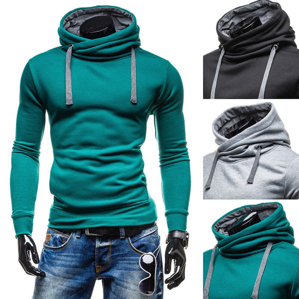 WBDDT Men Solid Belt Pullover Hoodies Personalise Streetwear Elbow protection Cotton Sweatshirt Hip Hop Outerwear Drop Shipping