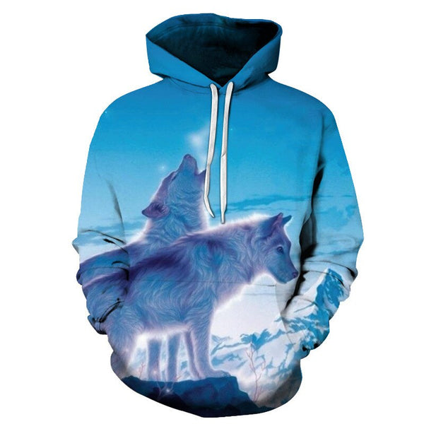 Snow Wolf Hoodies Hooded Unisex Hat 3D Sweatshirts Print Colorful