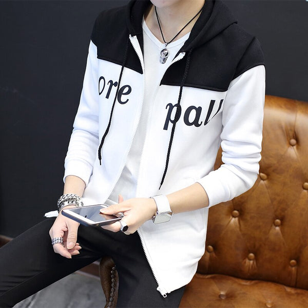 Summer cardigan Baseball suit men Korean version skinny Men's hoodie thin jacket