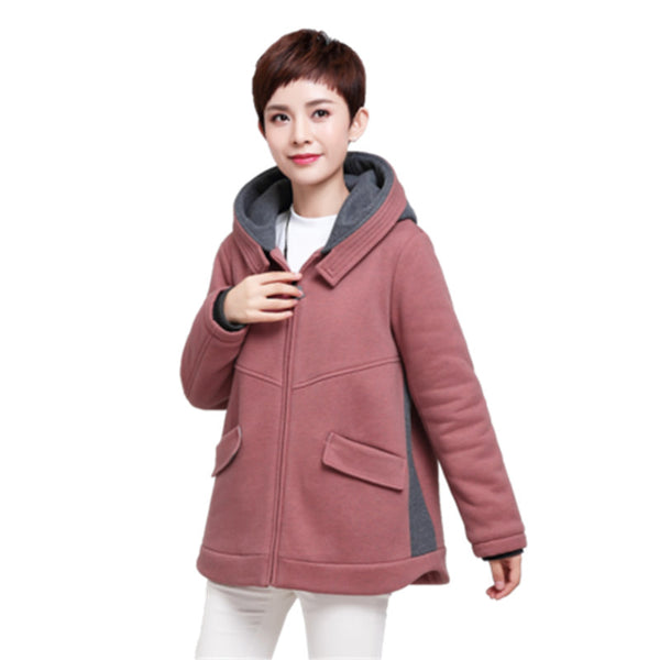 Plus Velvet Thick Hoodies Sweatershirt Women's Autumn Winter Lamb Wool Plus Cotton Jacket Warm Winter Hooded Coat Plus Size Z86