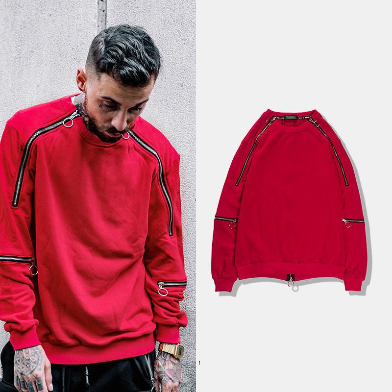 Thintenda Hoodie Sweatshirt Men Zipper Patchwork Pullover High Street Fashion Hip Hop Streetwear Casual Hoodies For Men/women