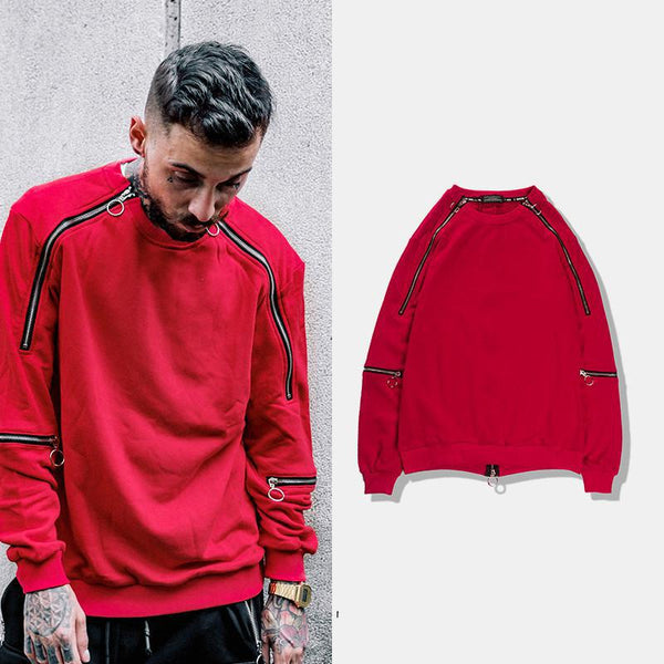 Thintenda Hoodie Sweatshirt Men Zipper Patchwork Pullover High Street Fashion Hip Hop Streetwear Casual Hoodies For Men/women
