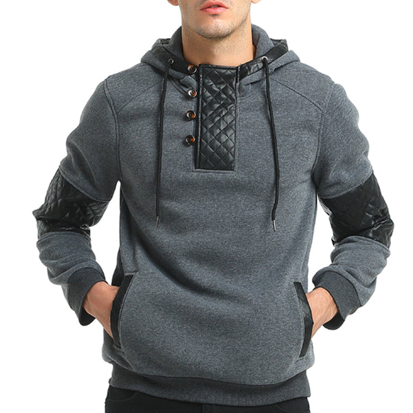 Brand 2018 Hoodie Patchwork Leather Hoodies Men Fashion Tracksuit Male Sweatshirt Hoody Mens Purpose Tour