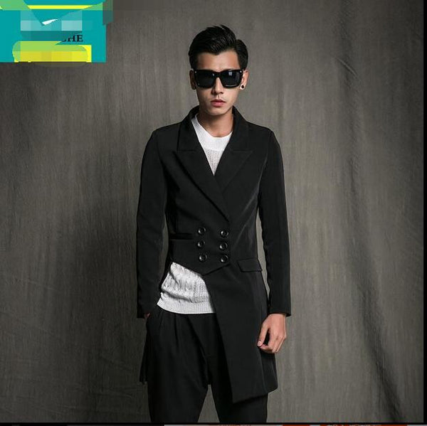 M-6XL! Big yards of men's!!!  2018  men's  personality Tide male asymmetric stage performance clothing The singer's clothing