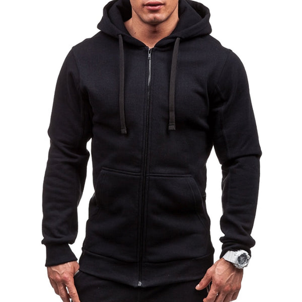 Men'S Hoodies Tracksuit 2018 Autumn Winter Solid Color Hooded Men Sweatshirt Long Sleeve Zip Slim Coat Male Jacket Plus Size 3XL