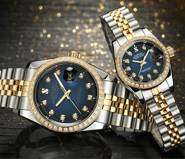 SANGDO Blue dial dial Automatic Self-Wind movement High quality Luxury Couples watch Mechanical watches 022S