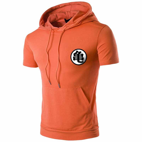 2018 New Men's Hooded  Solid Color Large Size Cotton Slim Fit Street Hip Hop Short Sleeved Hoodies Men