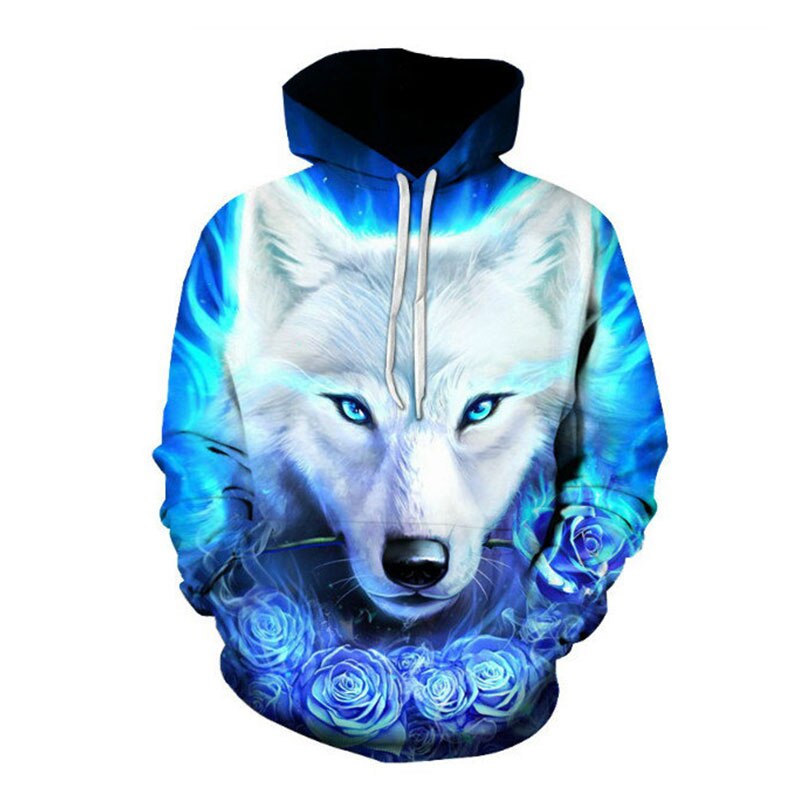 Men's Hoodie Wolf 3D Graphic Full Print Casual Unisex Pullover Hooded Sweatshirts