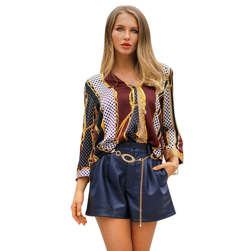 Hot selling fashion women's irregular patchwork blouse